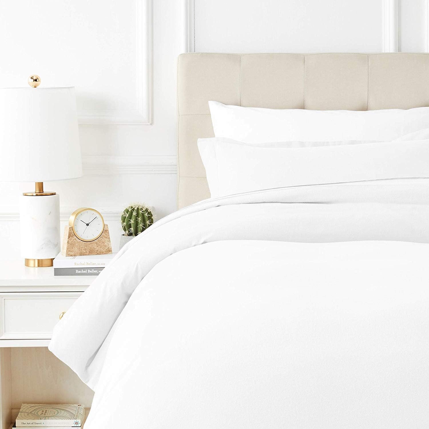 TEXAS LINEN CO. 100% Egyptian Cotton Duvet Cover King Size, Texan Talkin’ Collection 600 Series 3 PC Duvet Cover, Extra Long Staple Egyptian Cotton Quilt Cover, Hidden Zipper Closure – White