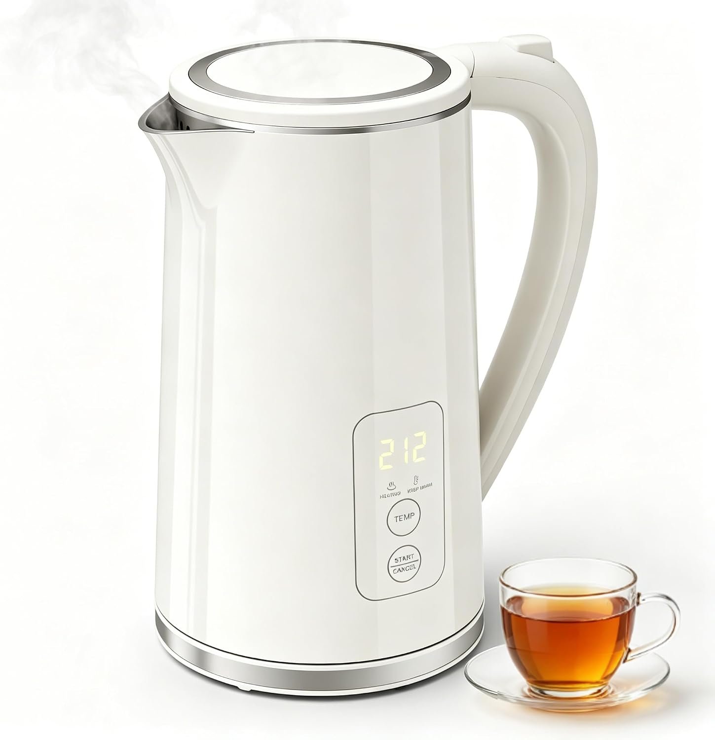 Electric Kettle Temperature Control, 1.7L Large Electric Tea Kettle, 4H Keep Warm Hot Water Boiler with 6 Presets, LED Screen Electric Kettles for Boiling Water, Boil-Dry Protection, BPA Free