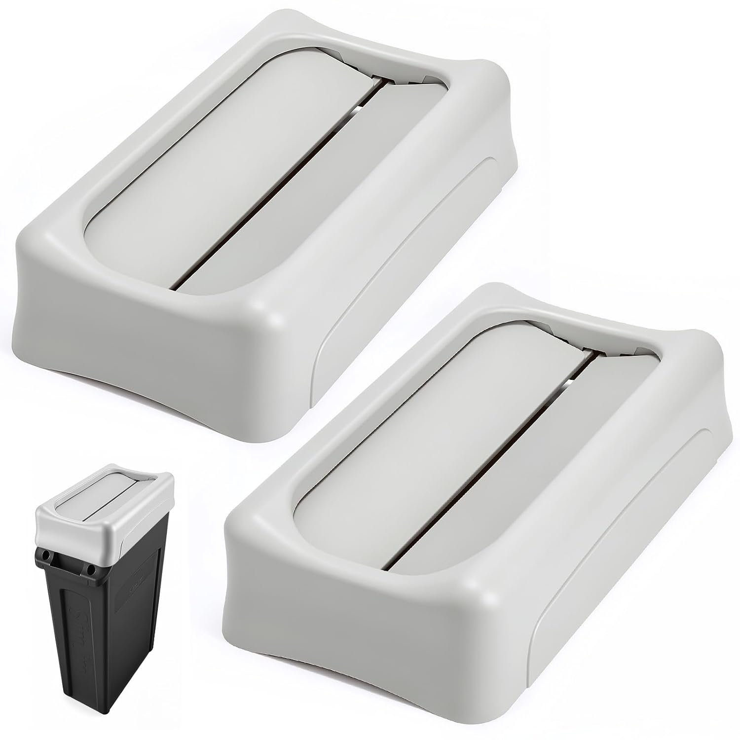 Maxdot 2 Pcs Recycle Bin Swing Lids for 23 Gallon Slim Trash Can Plastic Recycling Trash Can Lids, Garbage Waste Sorting Lid for Kitchen Classroom Office Outdoor