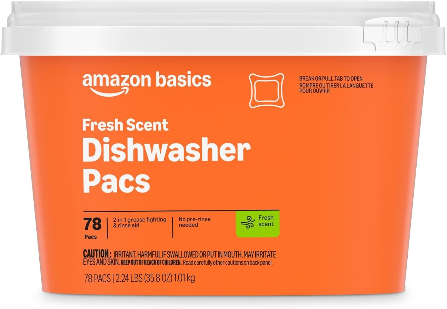 Amazon Basics Dishwasher Detergent Pacs, Fresh Scent, 78 Count