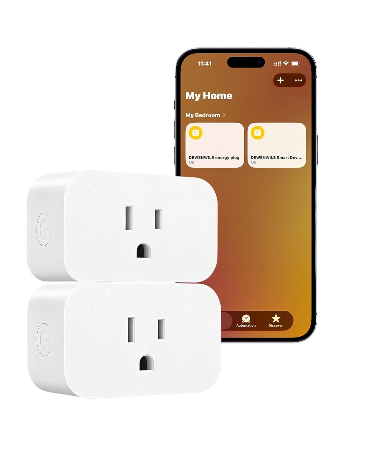 DEWENWILS Matter Smart Plug, Work with Alexa, Apple Home, Google, SmartThings, Outlet with Schedule and Timer, FFS Easy Setup, 100% Privacy 15A/1800W, APP Voice Control, 2.4G Wi-Fi Only, 2 Pack White
