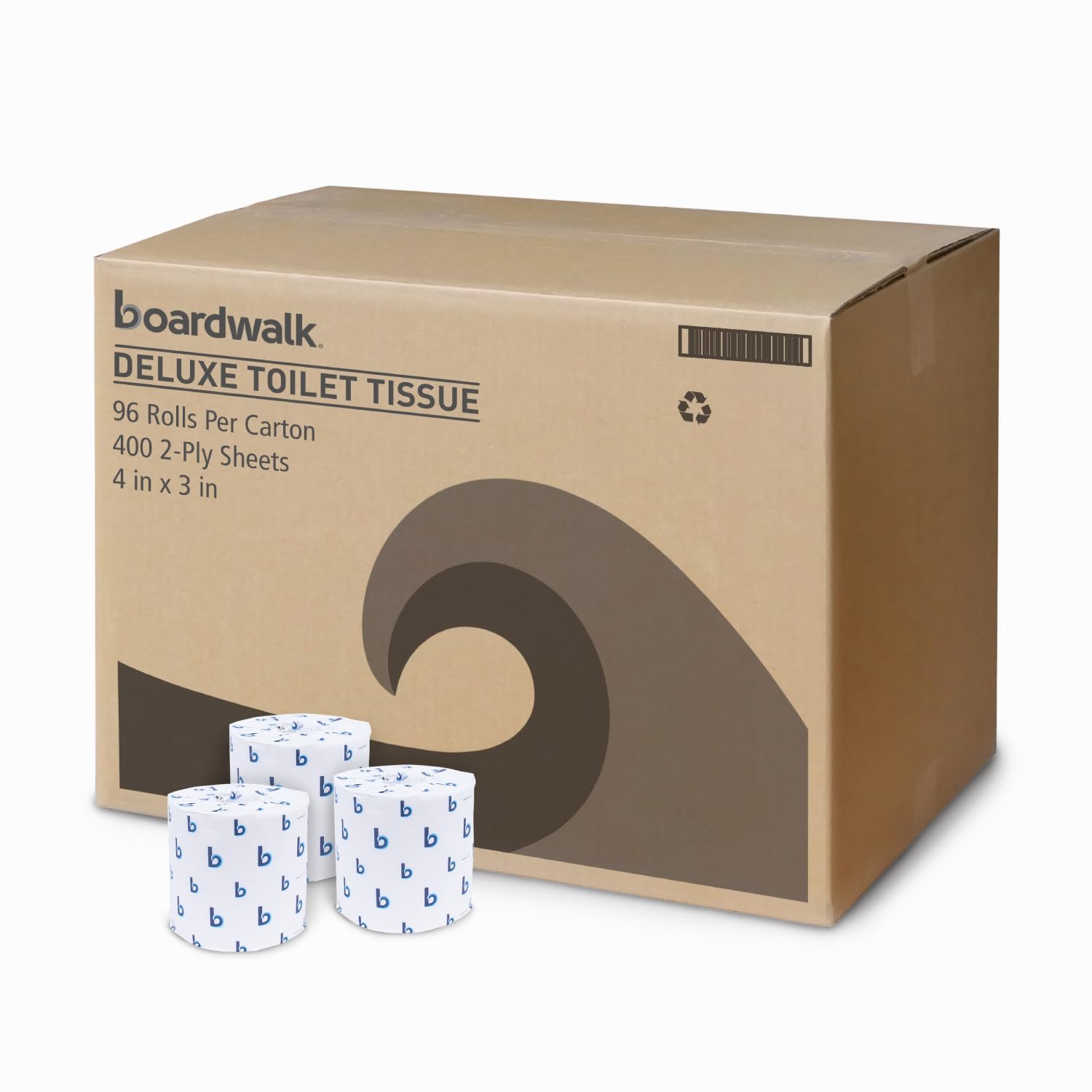Boardwalk BWK6144 Two-Ply Toilet Tissue, White, 4″ x 3″ Sheet, 400 Sheets per Roll (Case of 96 Rolls)