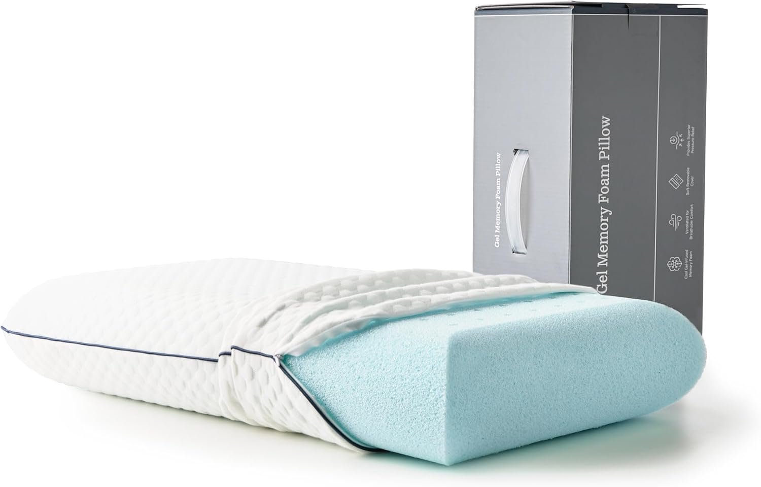 Weekender Cooling Gel Memory Foam Pillow for Sleeping – Standard Size, Ventilated Cooling Pillow for Side & Back Sleepers, Neck & Shoulder Support, Medium Firm, Washable Cover