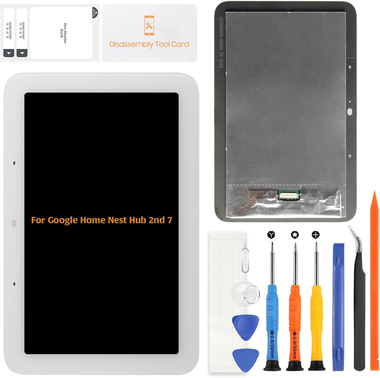 A-MIND Replacement Screen Assembly for Google Home Nest Hub 2nd Generation 7.0″ – White, Full Assembly for Display & Touch Panel Repair