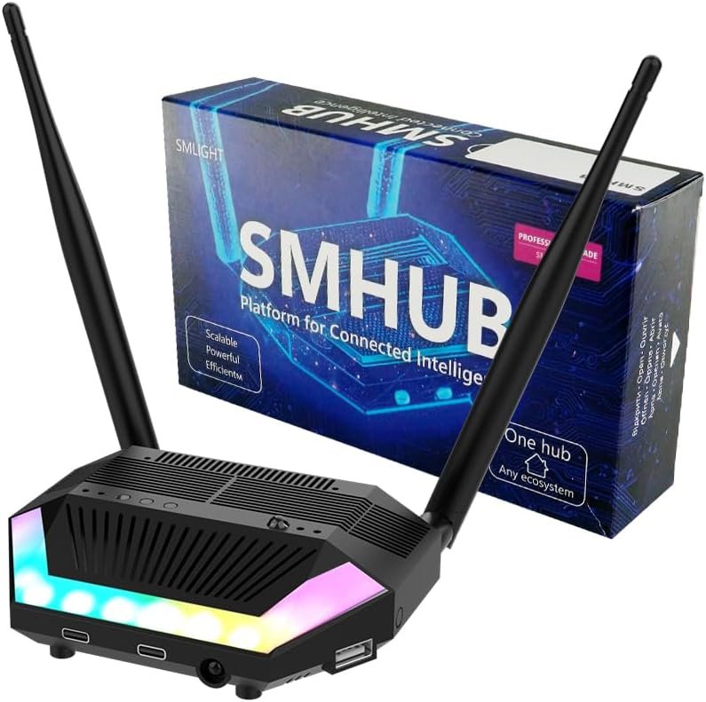 SMLIGHT SMHUB Essential – Professional Smart Home Control Hub with Zigbee, Thread, Wi-Fi & Bluetooth – Run Zigbee2MQTT, Matterbridge, MQTT Locally for Google Home & Apple Home
