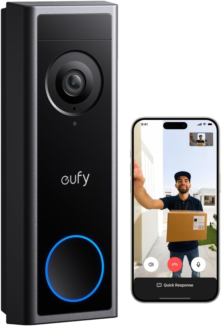 eufy Security Video Doorbell Camera C31,2K FHD,Battery/Wired Powered,Head-to-Toe View,Live Video Call,Wireless Doorbell,24/7Recording,Human and Motion Detection,HomeBase S380 Compatible,No Monthly Fee