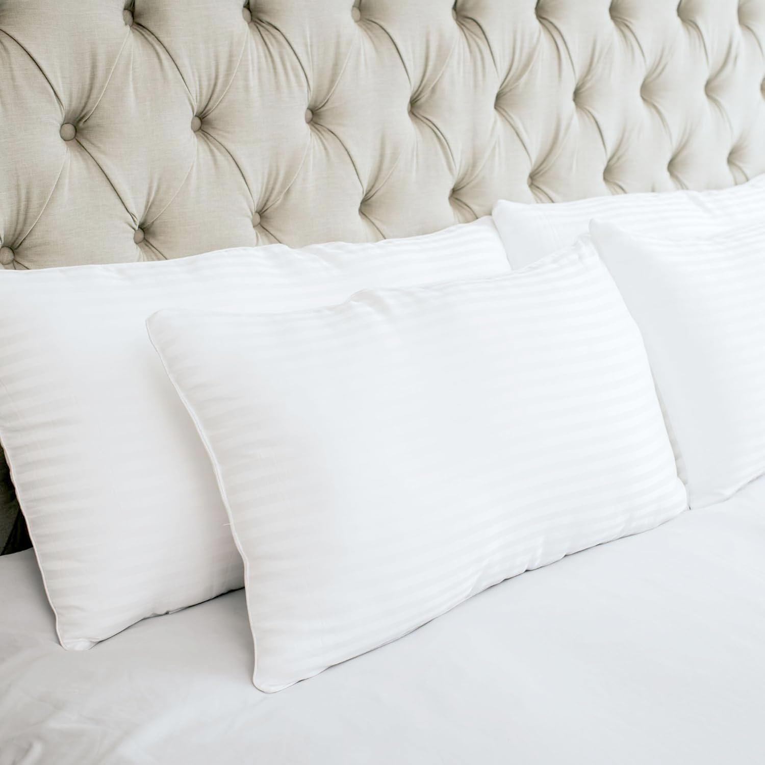 Houseify Tuck Me in Pillow Co. Down Alternative Pillows – Queen Sized Hypoallergenic Pillows, Set of 2 – Premium, Breathable Pillow for Side Sleepers and Back Sleepers