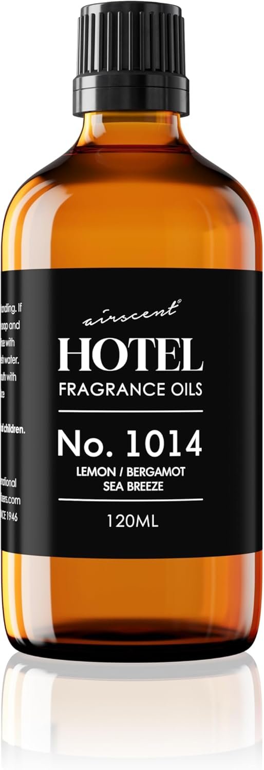 AirScent Hotel Diffuser Oil No. 1014 – Iconic 5-Star Hotel Blend – 120 mL | Lemon Bergamot Sea Breeze – Coastal Blend – Fragrance Oil for Ultrasonic and Waterless Diffusers and Crafting