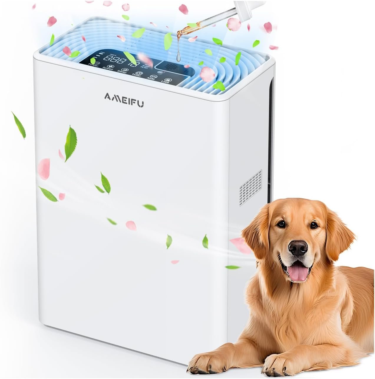 AMEIFU Air Purifiers for Home, Bedroom, Dorm & Large Room up to 2300sq.ft, H13 True HEPA with PM 2.5 Air Quality Display, Air Cleaner with Washable Pre-Filter for Pets Hair, Dander, Smoke, Pollen