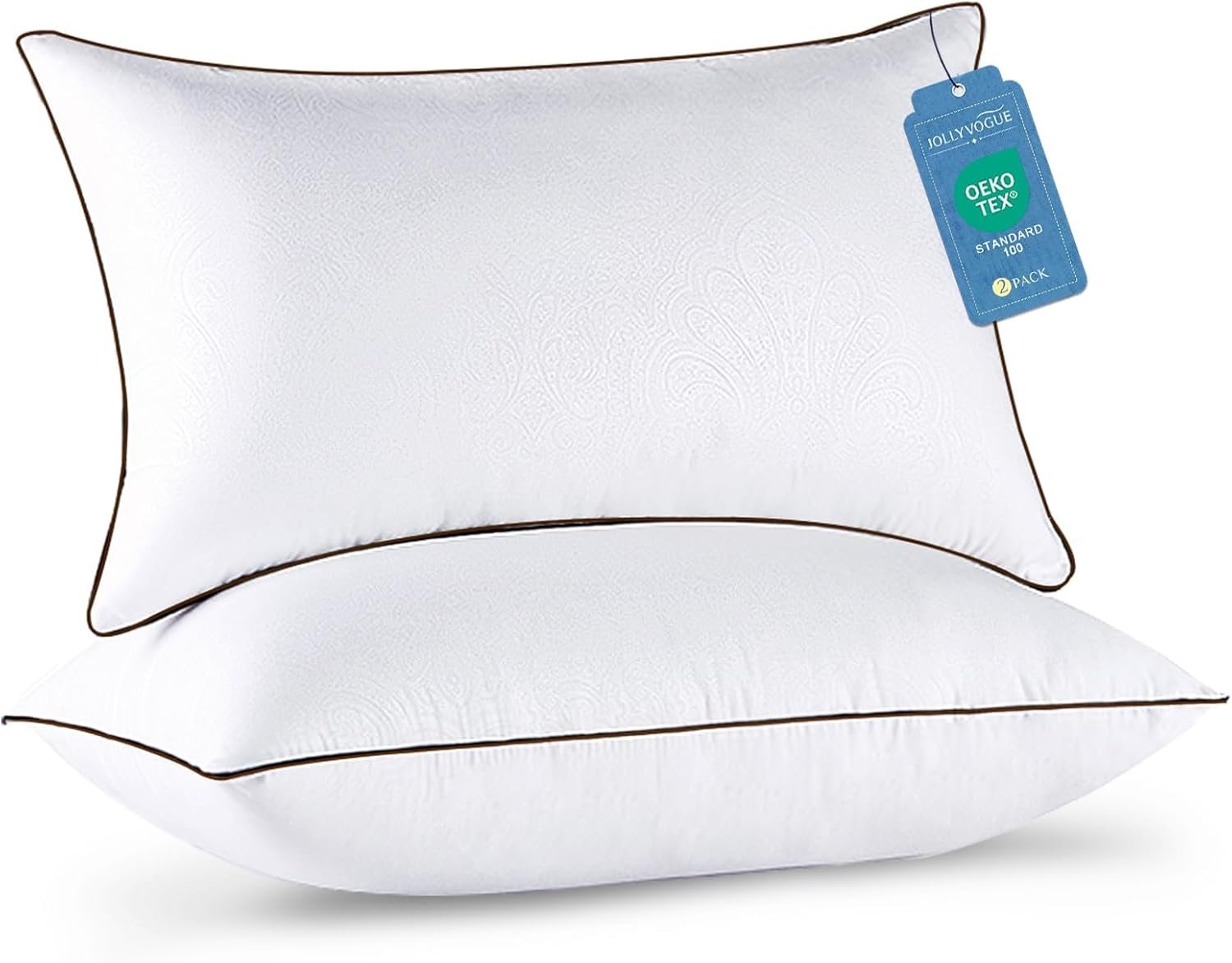 JOLLYVOGUE Pillows Standard Size Set of 2, Cooling and Supportive Pillows Full Size Set of 2 for Side and Back Sleepers, Down Alternative Hotel Collection Sleeping Pillow