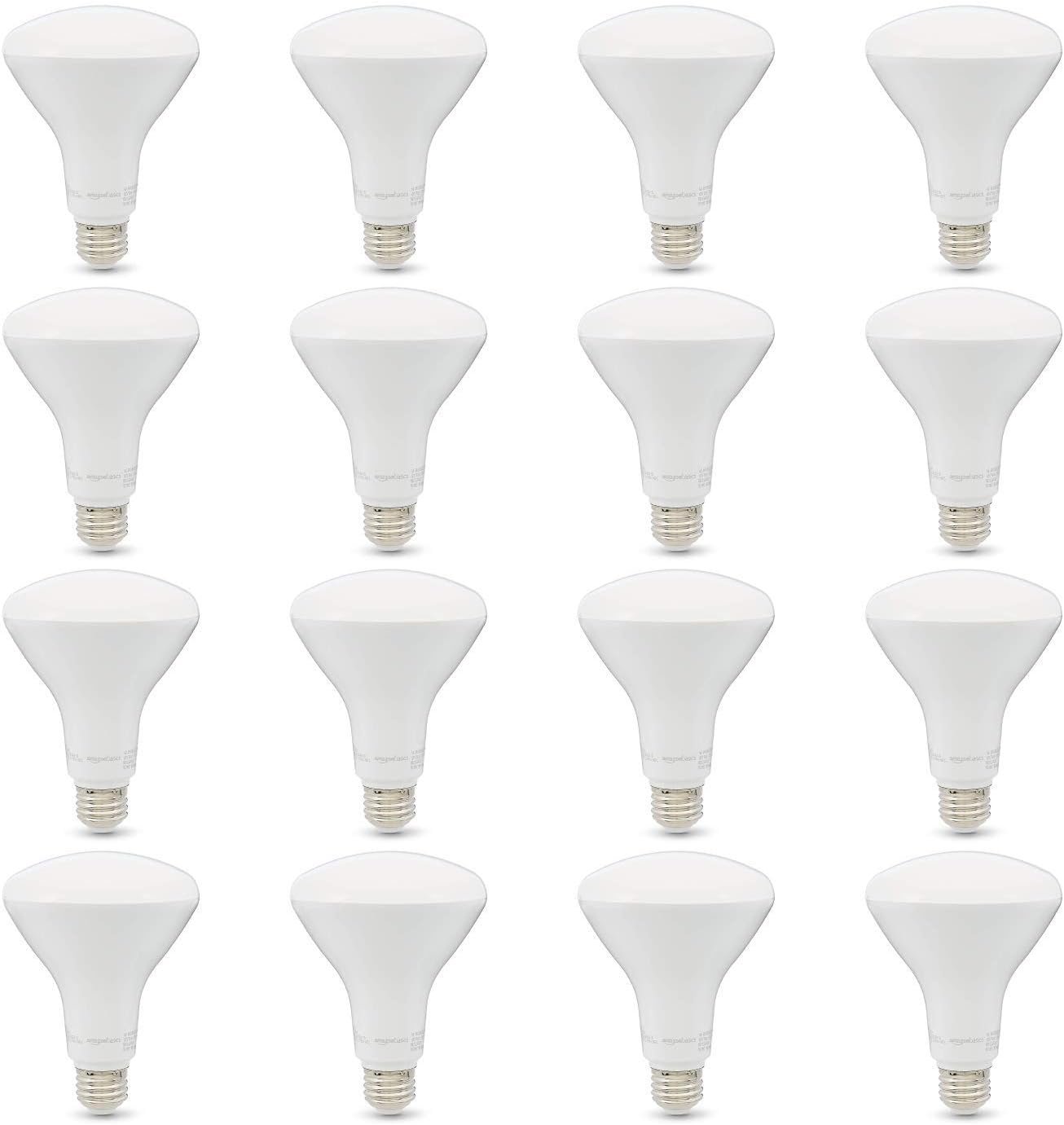 Amazon Basics BR30 LED Light Bulb, 65W Equivalent, 11W Energy Efficient, E26 Standard Base, Soft White 2700K, Dimmable, 10,000 Hour Lifetime, 16-Pack