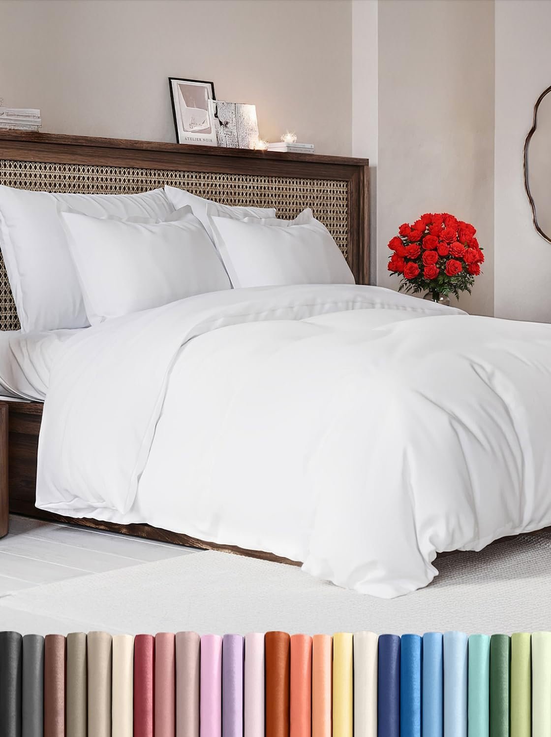 Duvet Cover Queen Size Set – Extra Soft Queen Duvet Cover 90″ x 90″ with 2 Pillow Shams for Women, Men, Kids & Teens – Hotel Luxury, Easy-Care w/ Zipper Closures & Ties – Comfy and Breathable (White)