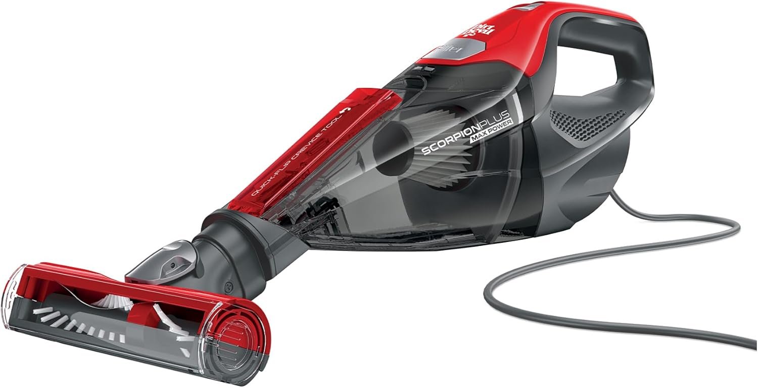 Dirt Devil Scorpion Plus Handheld Vacuum Cleaner, Powerful Suction, Lightweight, Includes Pivoting Stair and Upholstery Tool, Crevice Tool, Corded Portable Vacuum Cleaner