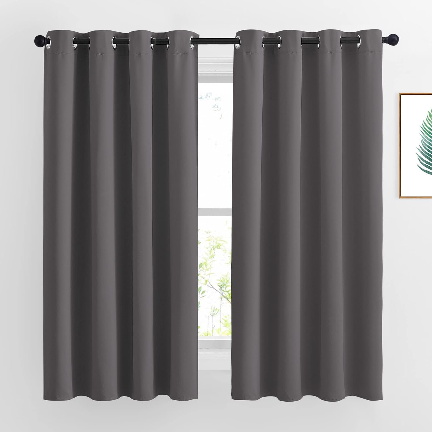 NICETOWN Blackout Curtains for Bedroom 63 inch Length 2 Panels – Window Treatment Thermal Insulated Solid Grommet Blackout for Living Room (52 by 63 Inch,Grey)