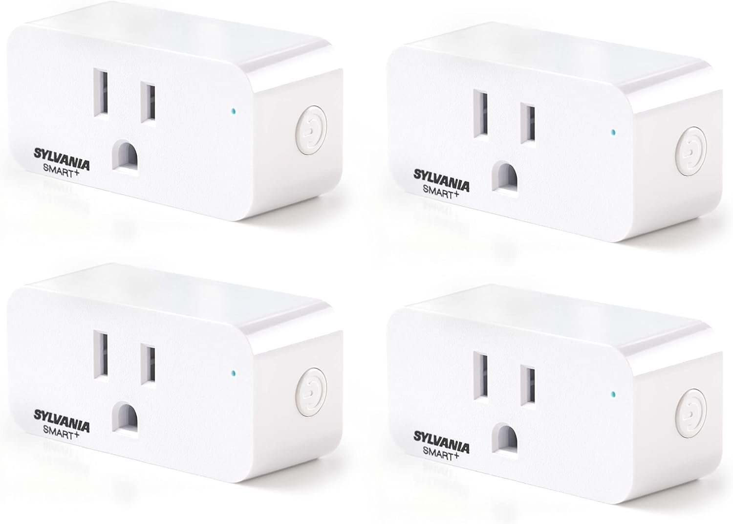 Sylvania WiFi Smart Plug, Voice Control, Compatible with Alexa and Google Home, Timer, On/Off, White – 4 Pack (75703)
