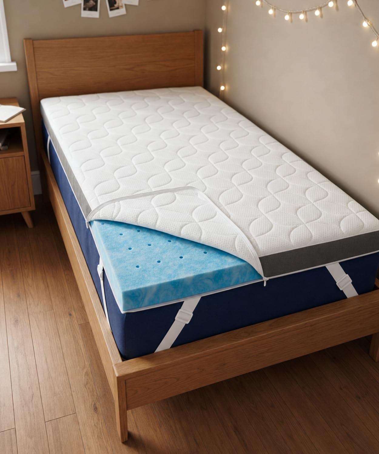 Mattress Topper – 3 Inch Memory Foam Mattress Topper with Cooling Cover for College Dorm – Plush, Thick & Comfy, Pain & Pressure Relief – Twin XL Size Mattress Pad w/Straps & Removable Washable Cover
