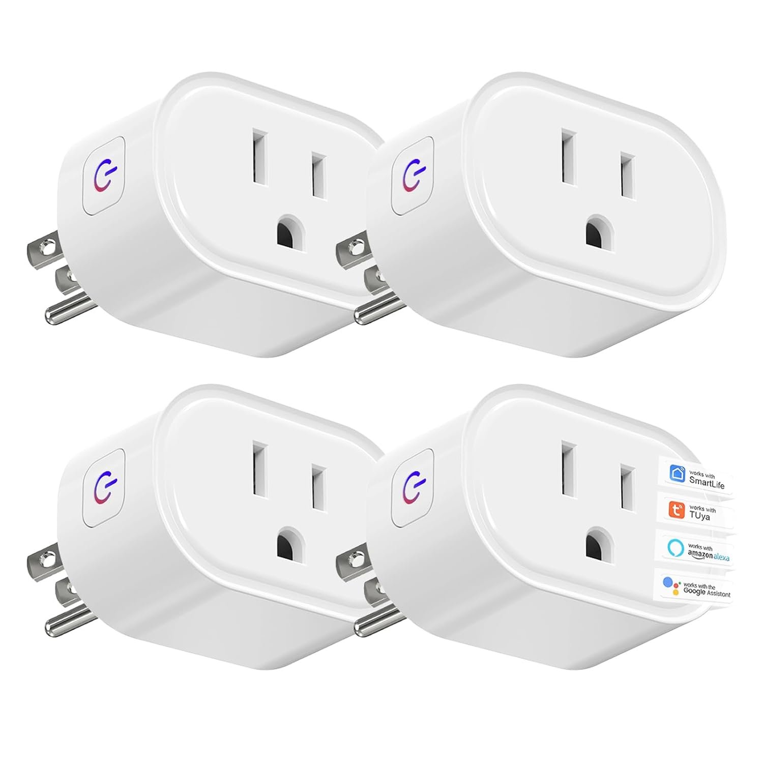 Smart Plug 10A, WiFi Bluetooth Outlets with Energy Monitoring, APP Remote Control, Timer, Group Controller, Compatible with Alexa, Google Assistant, 2.4G Wi-Fi Only (4)