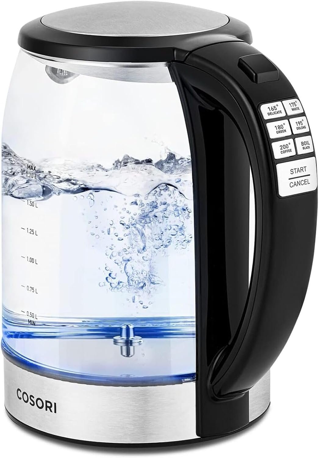 Cosori Electric Kettle Temperature Control with 6 Presets, 60min Keep Warm 1.7L Electric Tea Kettle & Hot Water Boiler, 304 Stainless Steel Filter, Auto-Off & Boil-Dry Protection, BPA Free, Black