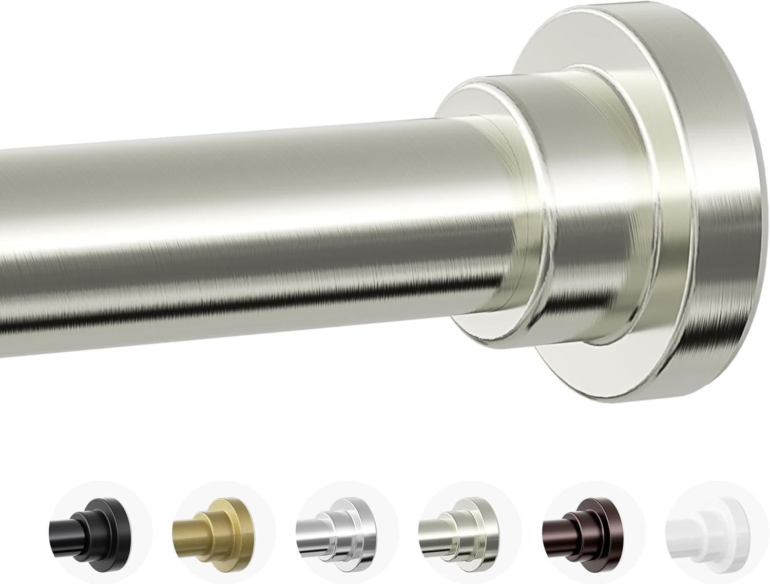 Mcrbeay Shower Curtain Rod, 1″ Diameter Heavy Duty Tension Shower Rod, Non Slip Adjustable 28-74 inch No Drill Shower Curtain Rods Spring Tension For Bathroom, Shower Stall, No Rust, Brushed Nickel