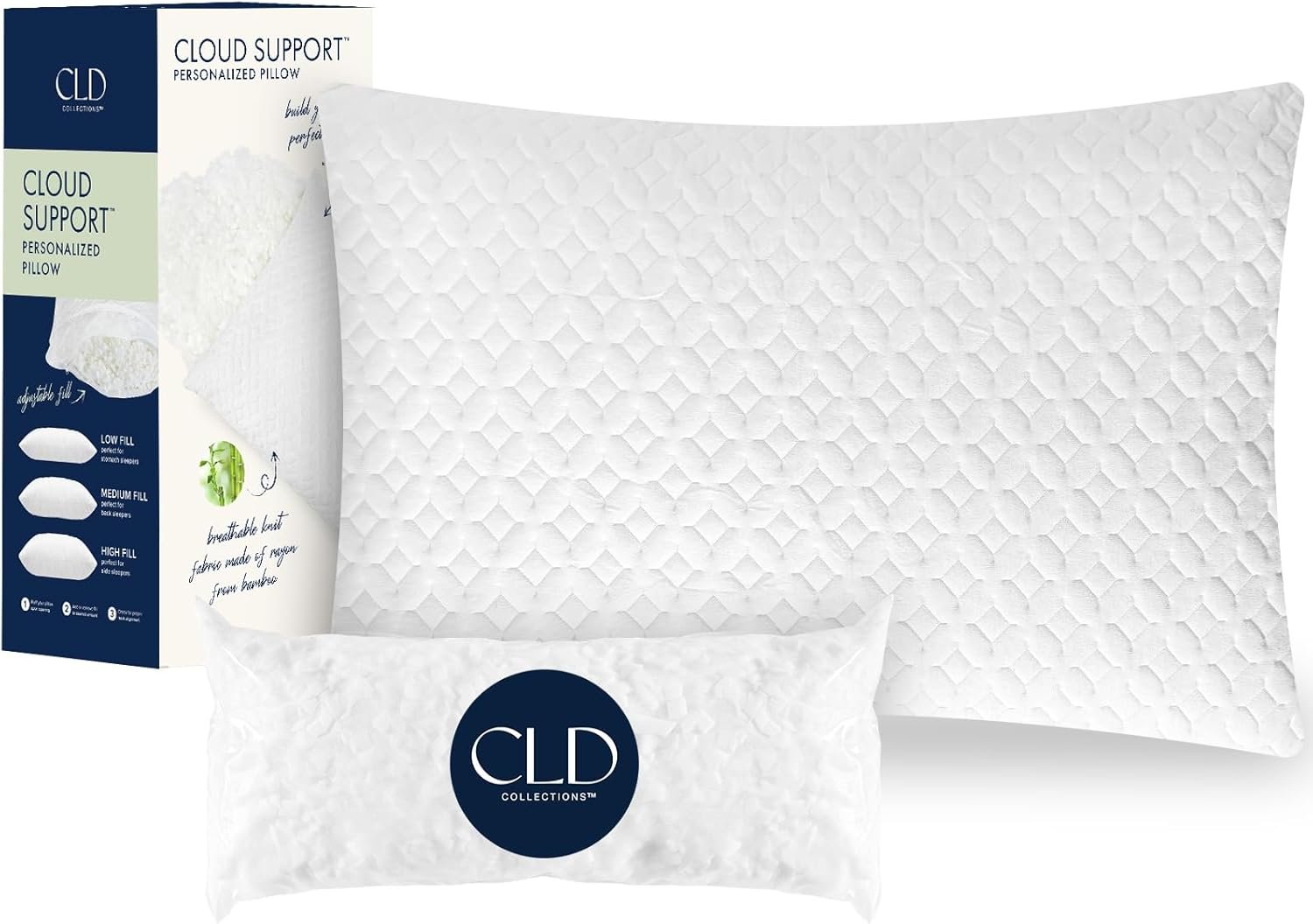 CLD Bed Pillows Cross Cut Memory Foam Pillows,Queen Size Bedding Pillow, Washable Supportive Cooling Pillows for Hot Sleeping, Adjustable Density for Back, Stomach and Side Sleeper Pillow