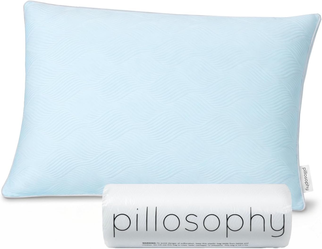 pillosophy Original Adjustable Loft Pillow • Gel-Infused Shredded Memory Foam Fill • Dual-Sided Washable Cooling Cover • Perfect for Back, Side, Stomach Sleepers (Standard Size, 1-Pack)