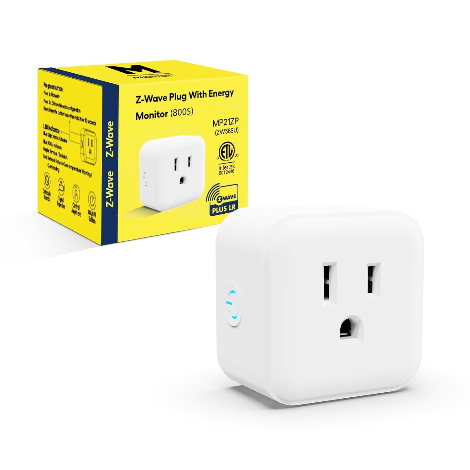 Minoston Zwave Plug Energy Monitor, 800 Series Zwave Outlet, Built-in Repeater Range Extender, Z-Wave Hub Required, Alexa and Google Assistant Compatible (MP21ZP)