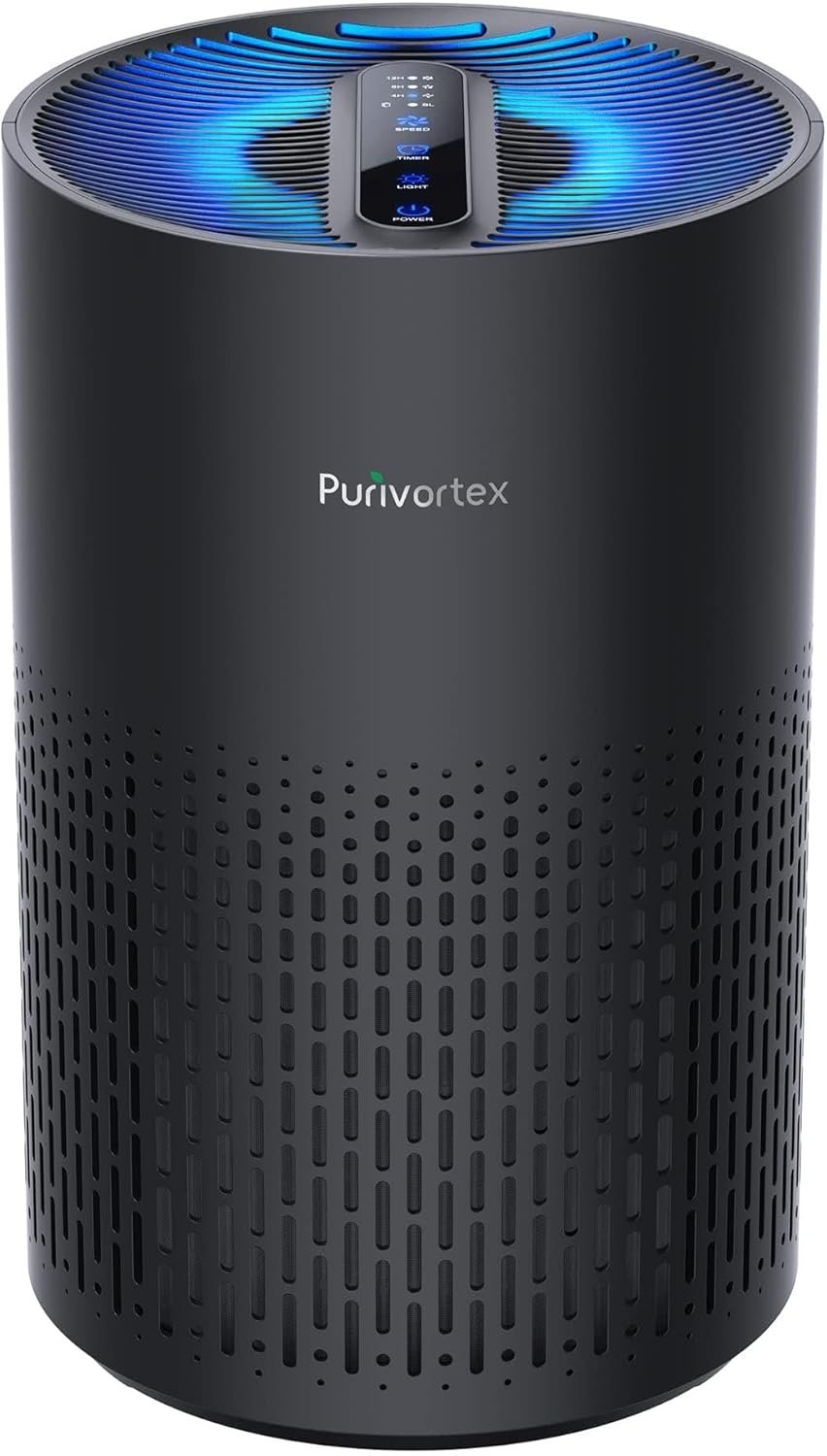 Purivortex Air Purifiers for Bedroom, Quiet Air Purifier with HEPA Filter for Pollen, Smoke, Dust, Pet Dander, Odor, Hair, Ozone Free, Covers Up to 880 Sq Ft, PX500 Black