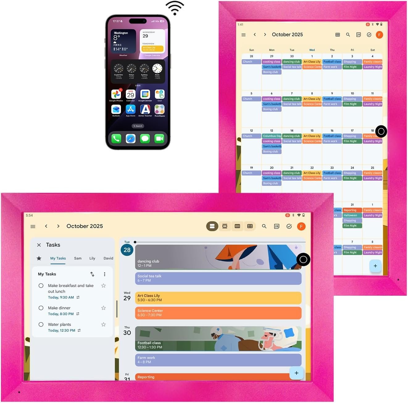 10.1″ Smart Display with Magic Mirror, Google Calendar, Photo Frame&Apps | Google Play Apps,Magic mirror Touchscreen,music playback,Home hub,Li-Battery,smart home companion,Gift for Mom&Girls