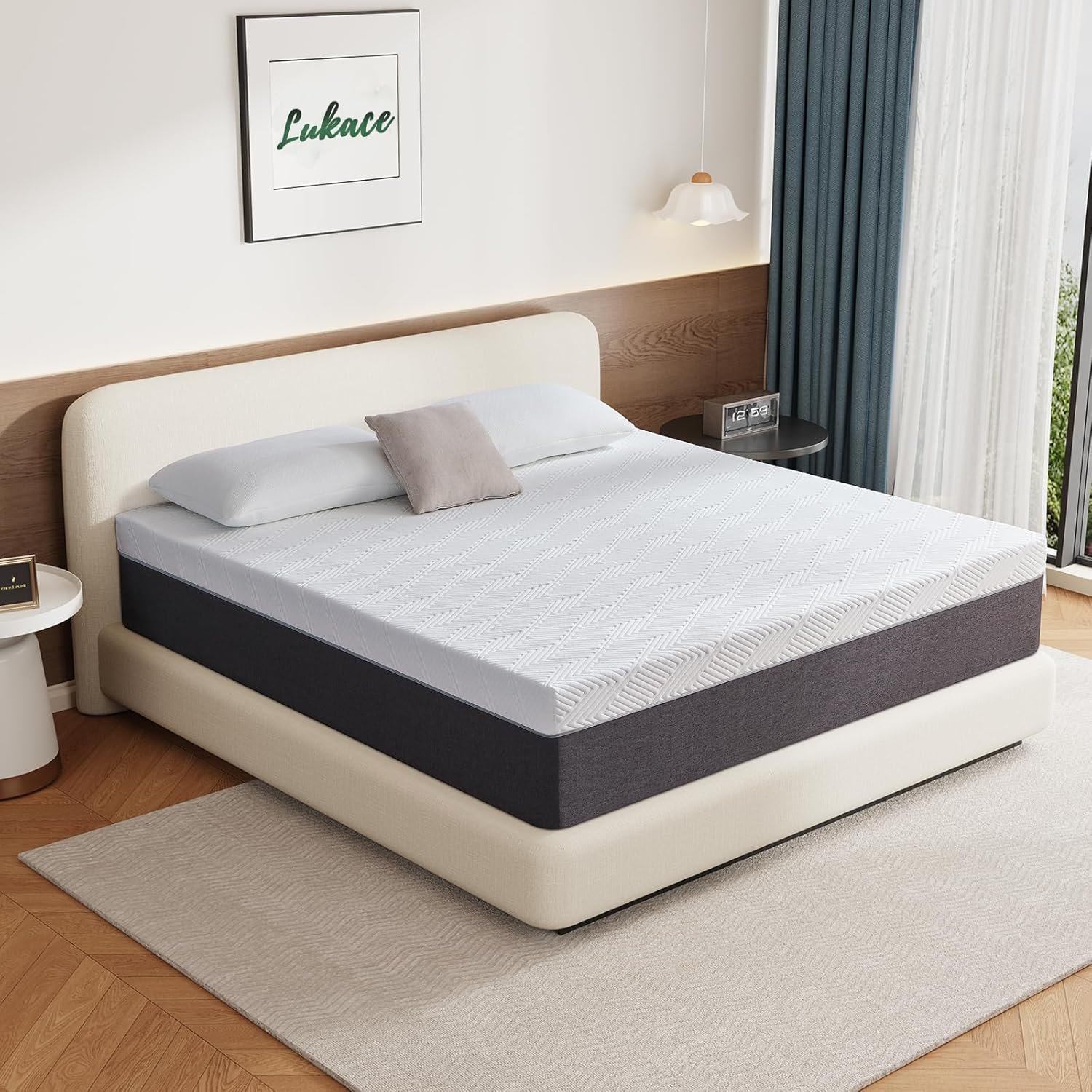 Lukace 10 Inch Queen Mattress No Fiberglass Gel Memory Foam Mattress for Back Pain, Relieve Pressure with Medium Firm Support & Motion Isolation, Certified Safe Materials, 80″ L x 60″ W