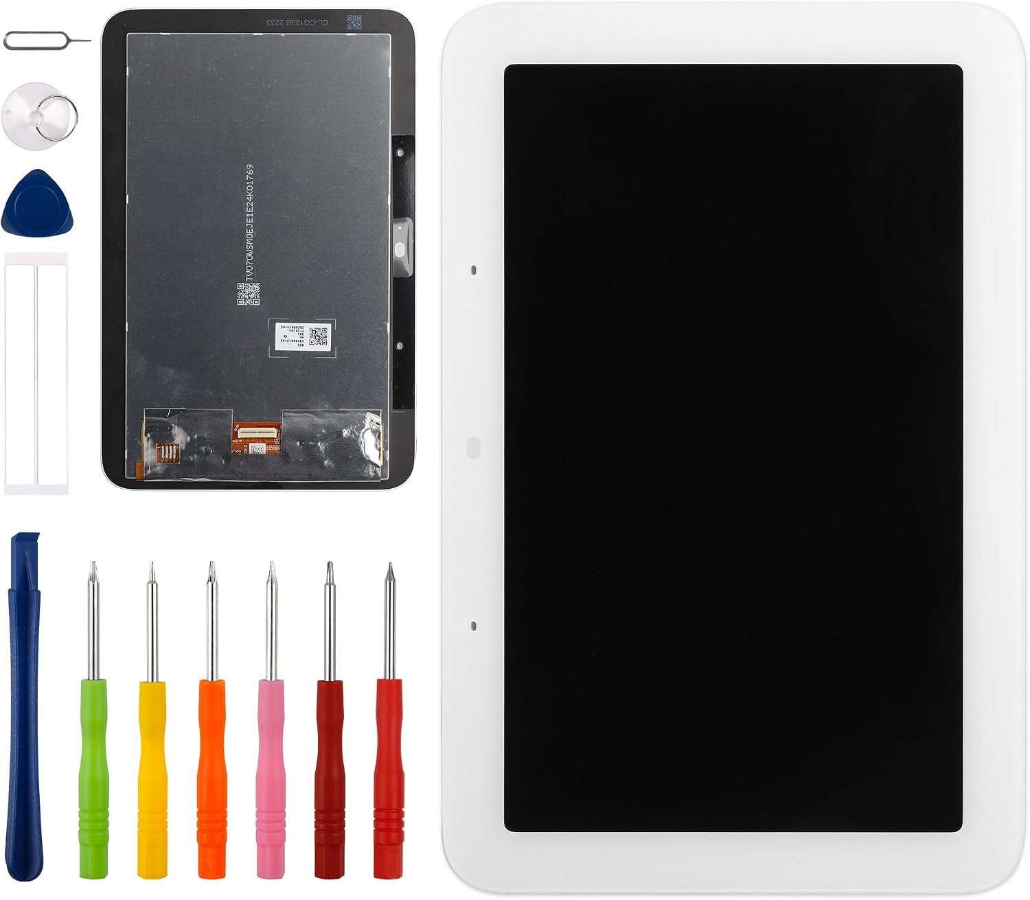 [with White Frame] Vvsialeek New LCD Touch Screen Digitizer Assembly for Google Home Nest Hub 2nd with Technical Repair Tools Kit- Fingerprint Function