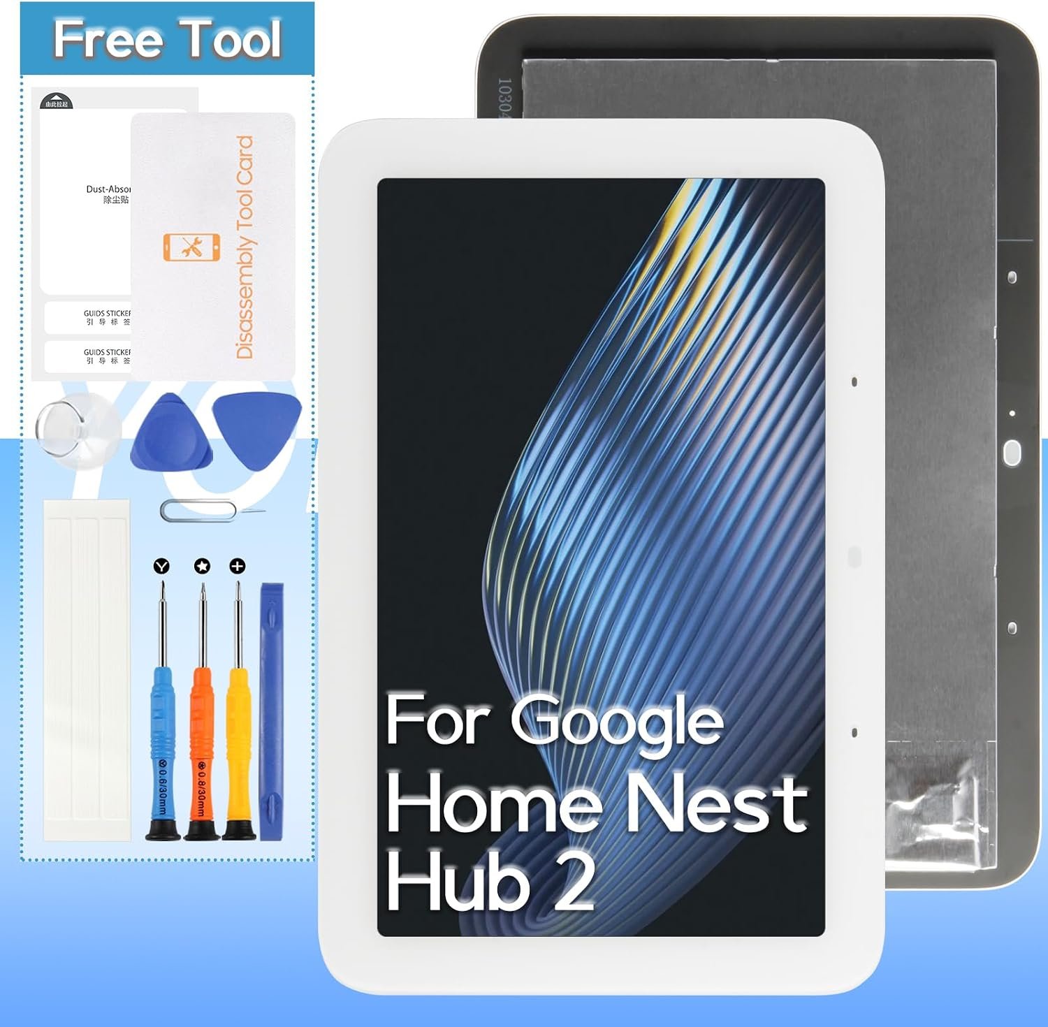 Screen Replacement for Google Home Nest Hub 2nd Generation 7.0″ LCD Display Digitize Assembly Repair Part with Repair Kits(White)