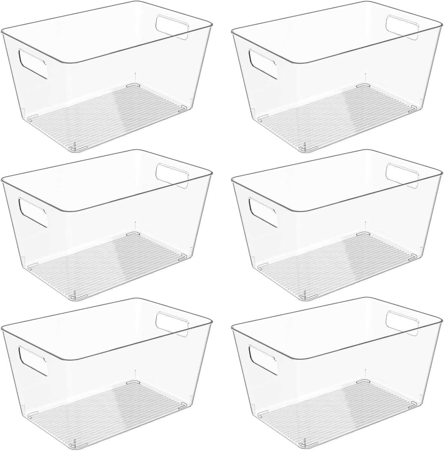 6 Pack Clear Plastic Storage Bins, 11″ Large Pantry Organizer Bins with Handles, Plastic Containers for Refrigerator,BPA-Free Perfect for Kitchen,Fridge,Cabinet,Pantry,Bathroom,Closet Organization