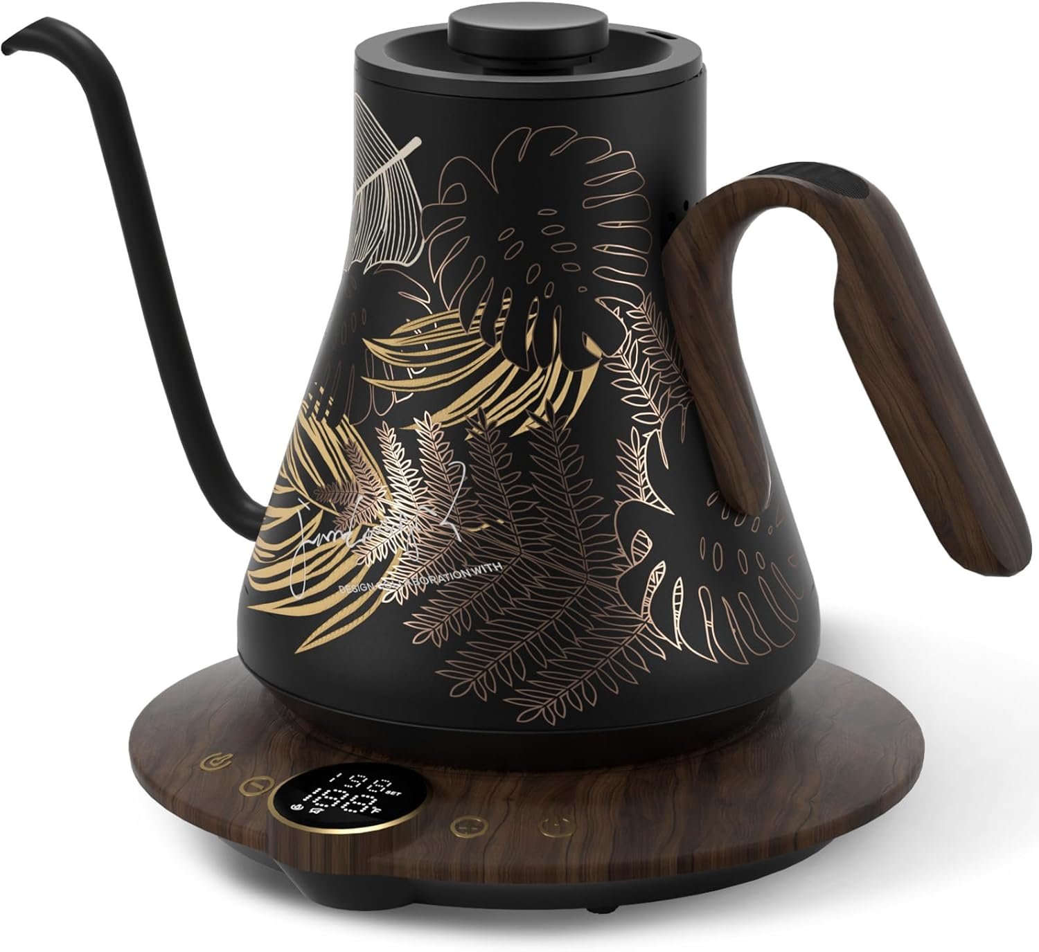 Cocinare Gooseneck Electric Kettle, ±1°F Precise Temperature Control, 1500W Fast Heating, Pour Over Coffee & Tea Kettle with Brew Timer & Keep Warm, Stainless Steel, 0.9L (Rainforest)