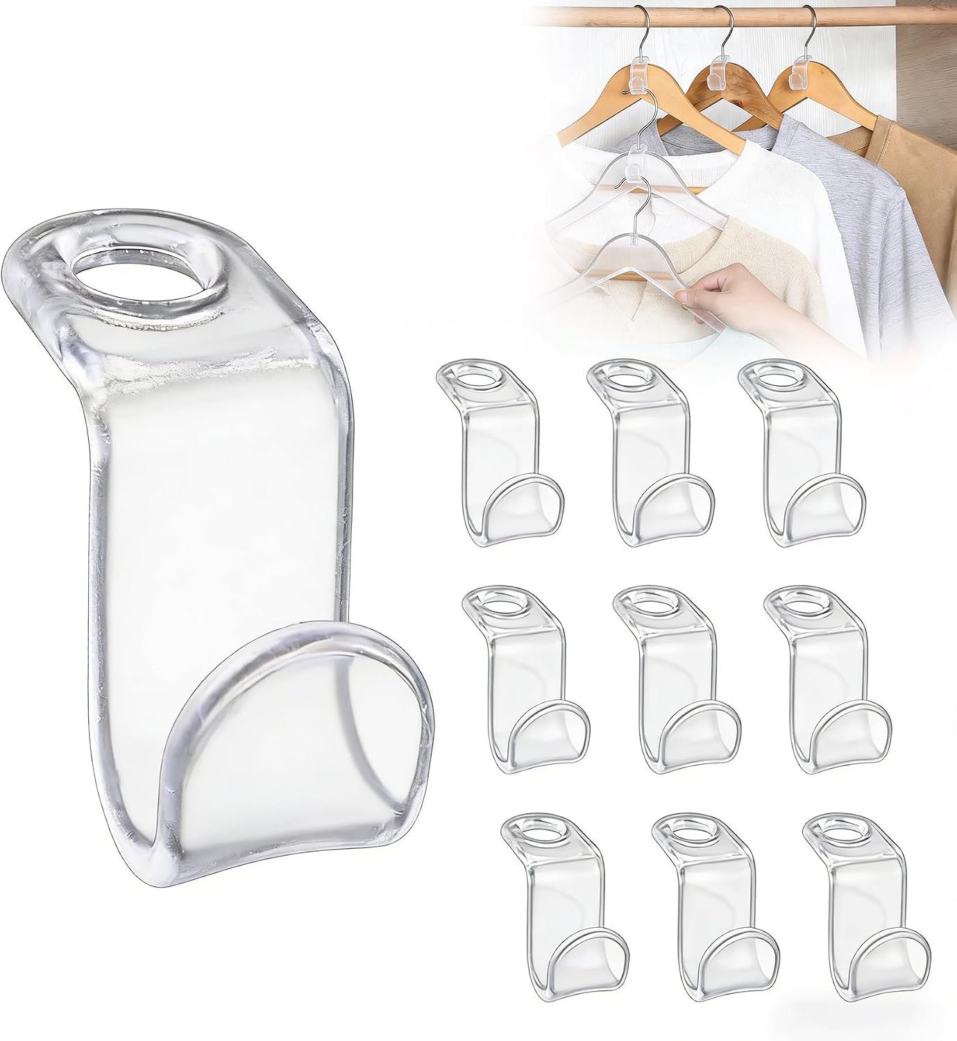 Clear Hanger Connector Hooks – Space Saving Cascading Clips for Closet Organization (50PCS)