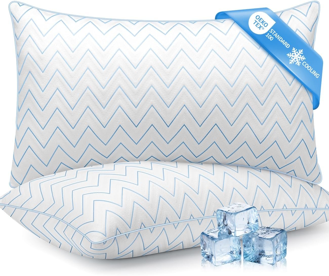 DIORIS Queen Size Pillows Set of 2 – Hotel Quality Down Alternative Bed Pillows for Back, Side & Stomach Sleepers, Cooling Breathable Microfiber Fill, Medium Firm Support for Neck & Shoulder