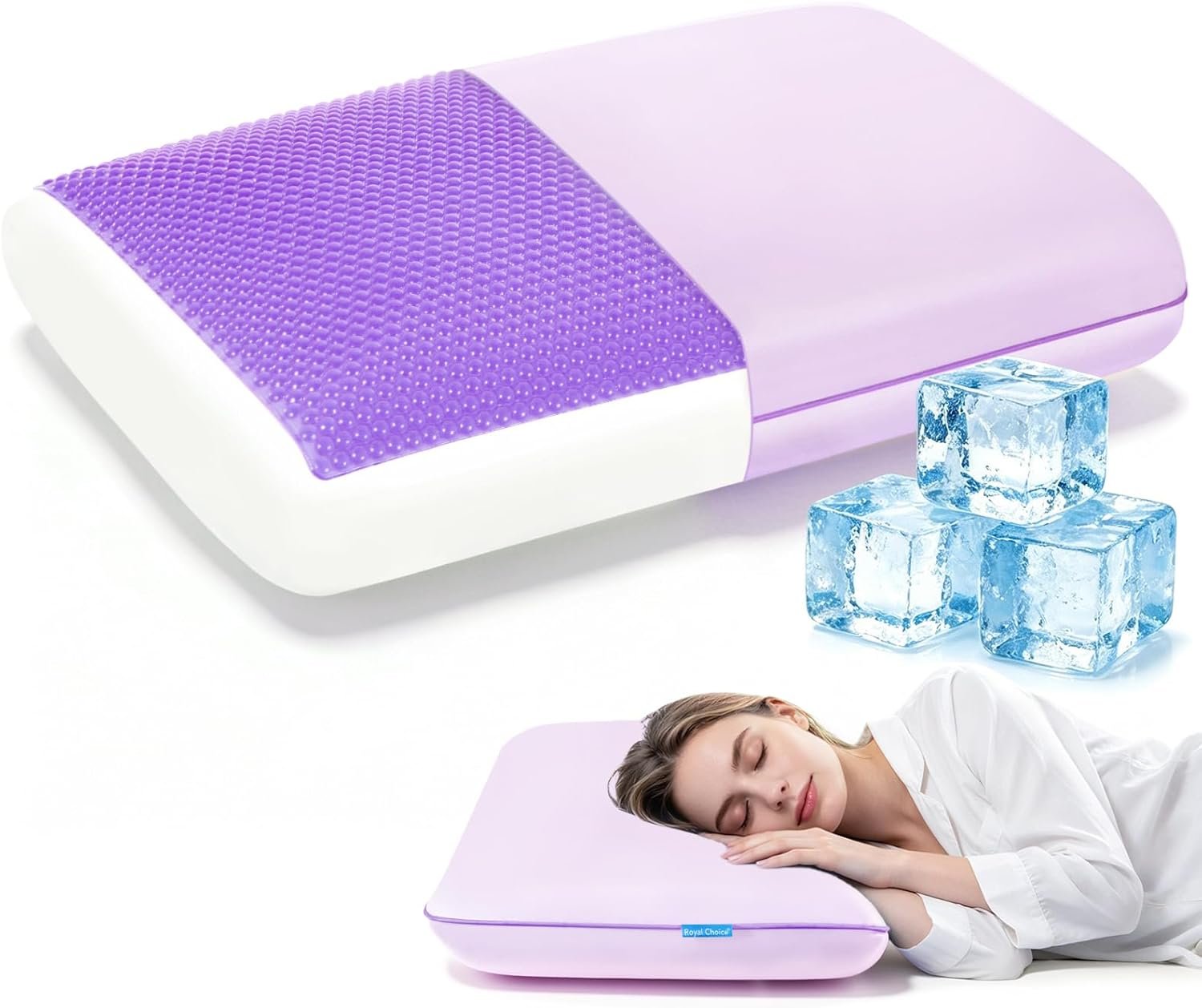 Cooling Gel Pillow for Hot Sleepers, Keep Cool Memory Foam Pillows for Sleeping, Supportive Bed Pillow for Side Back&Stomach Sleepers with Cool Touch Cover, Removable Washable Cover, Standard, Purple