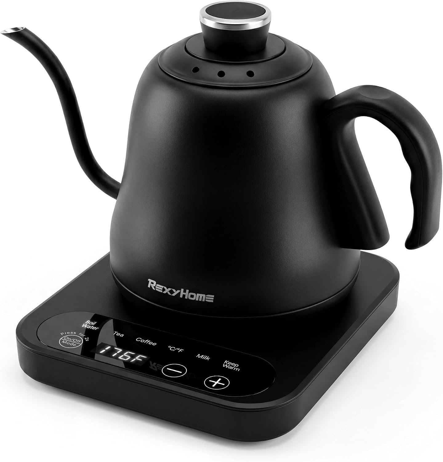 Gooseneck Electric Kettle Temperature Control: 316L Stainless Steel Inner | ±1℉ Precision, Pour Over Kettle for Coffee & Tea, 1000W Quick Heating, Auto Shut-Off & Boil-Dry Protection, 0.8L/27oz
