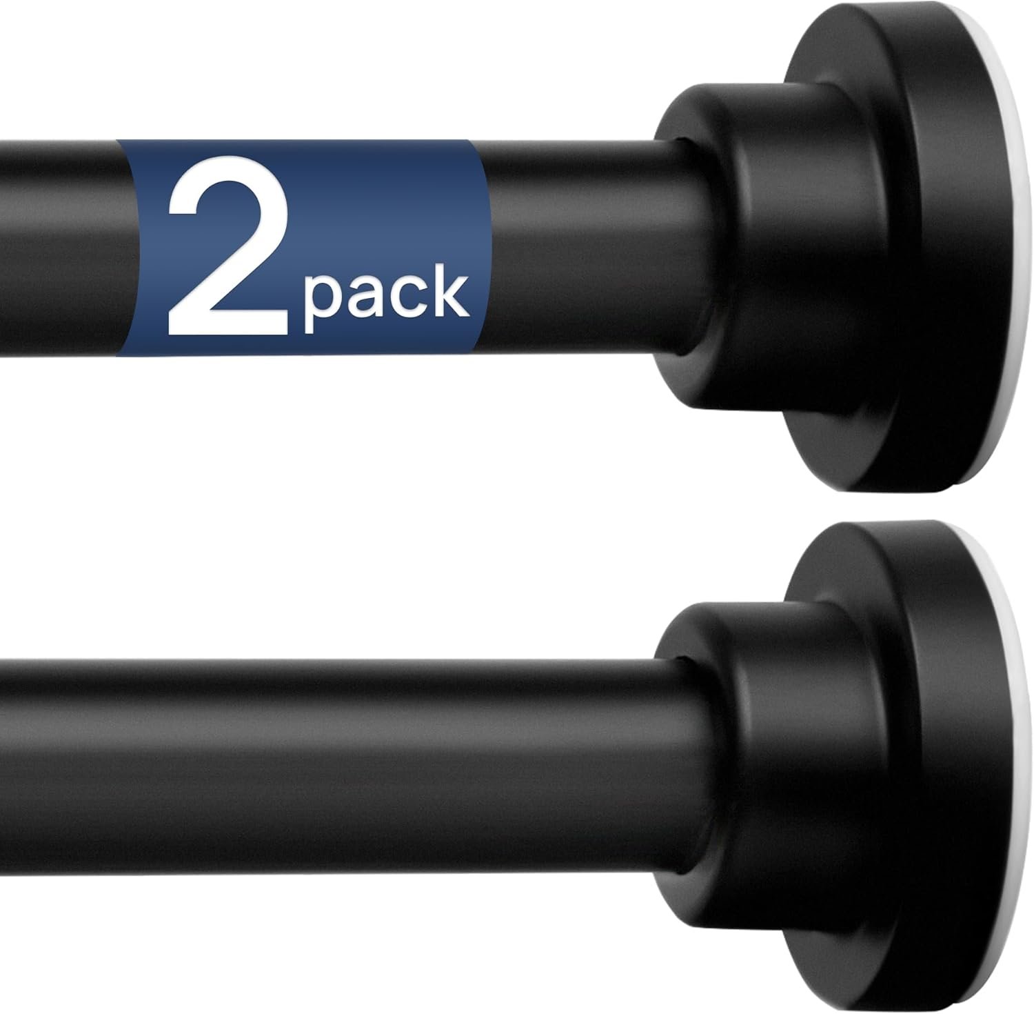 ENJOYBASICS 2 Pack Adjustable Spring Tension Curtain Rods 32 to 66 Inches, Stainless Steel Matte Black Shower Rod No Drilling for Window, Bathroom, Closet, Room Divider, 7/8″ Diameter