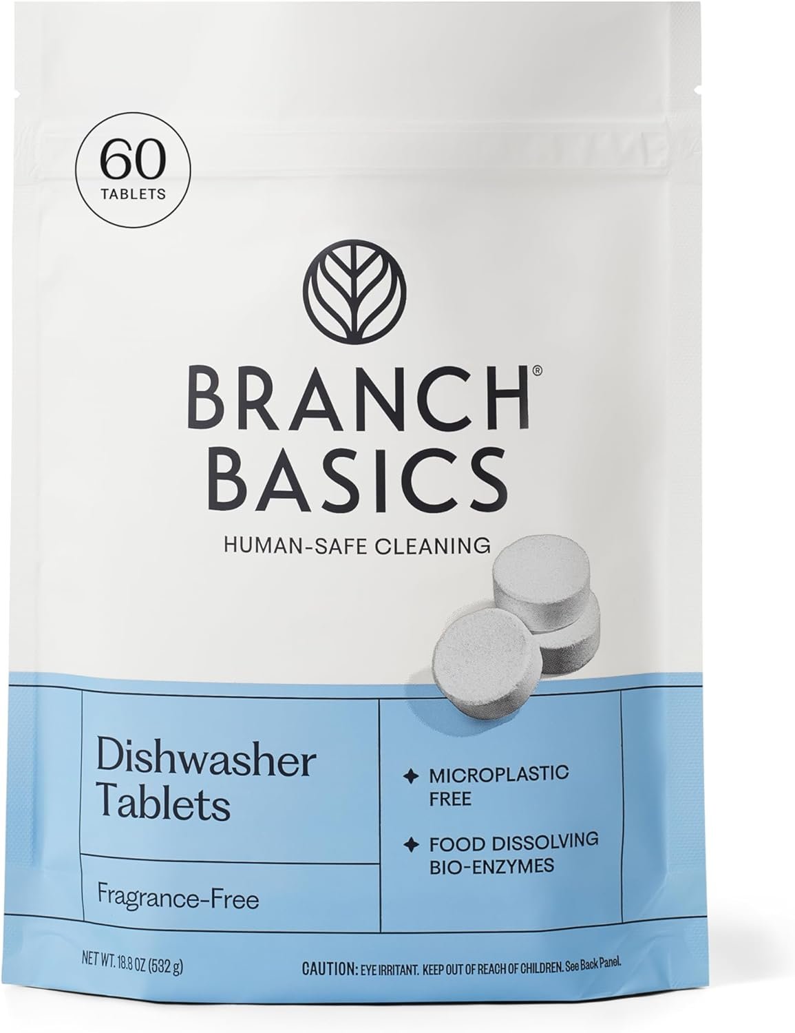 Branch Basics Dishwasher Tablets – 60 Ct | Plastic-Free, Fragrance-Free, Human-Safe, Dishwasher Pods Replacement | Delivers a Powerful Clean Without Harsh Chemicals