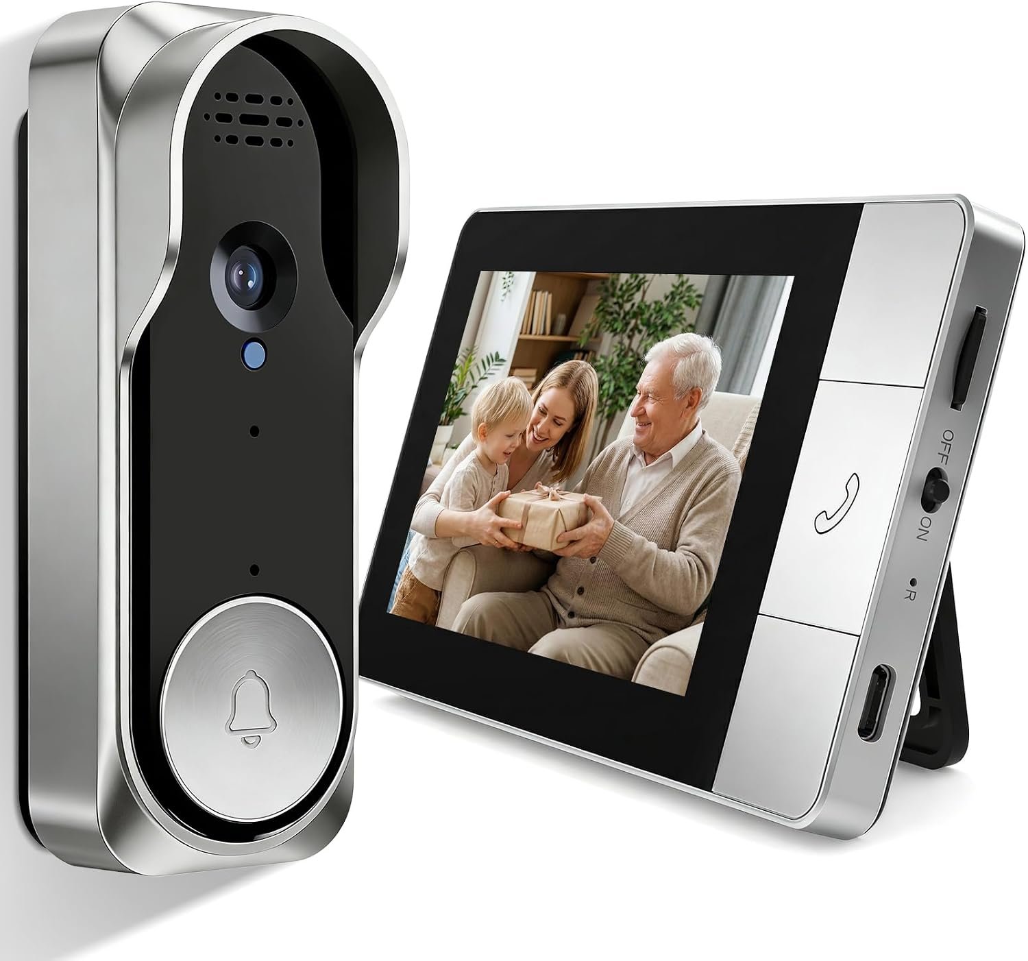 KEPEAK Doorbell Camera Wireless, Video Door Bell with Monitor, No WiFi Connection and APP Required, Video Record, 2-Way Audio, Easy Installation