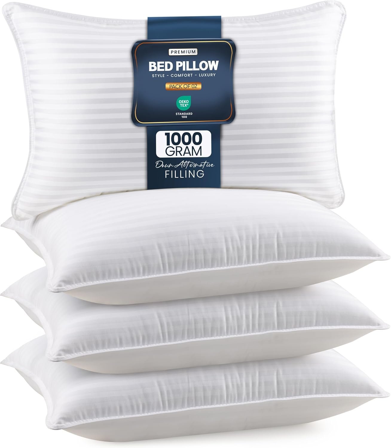 Utopia Bedding Bed Pillows Queen Size Set of 4 (White), Down Alternative Pillows for Sleeping, Cooling Hotel Quality Pillow Set for Back, Stomach or Side Sleepers