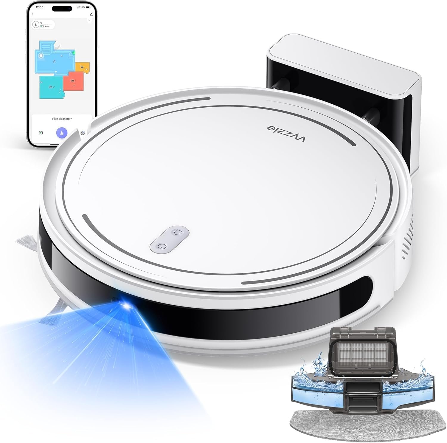 Robot Vacuum and Mop, 3-in-1 Robotic Vacuum Cleaner with Schedule, 5000Pa Suction, LiDAR Navigation & Smart Mapping, 150 Mins Max, Ultra-Slim, App/Alexa Control for Pet Hair/Hard Floor/Low-pile Carpet