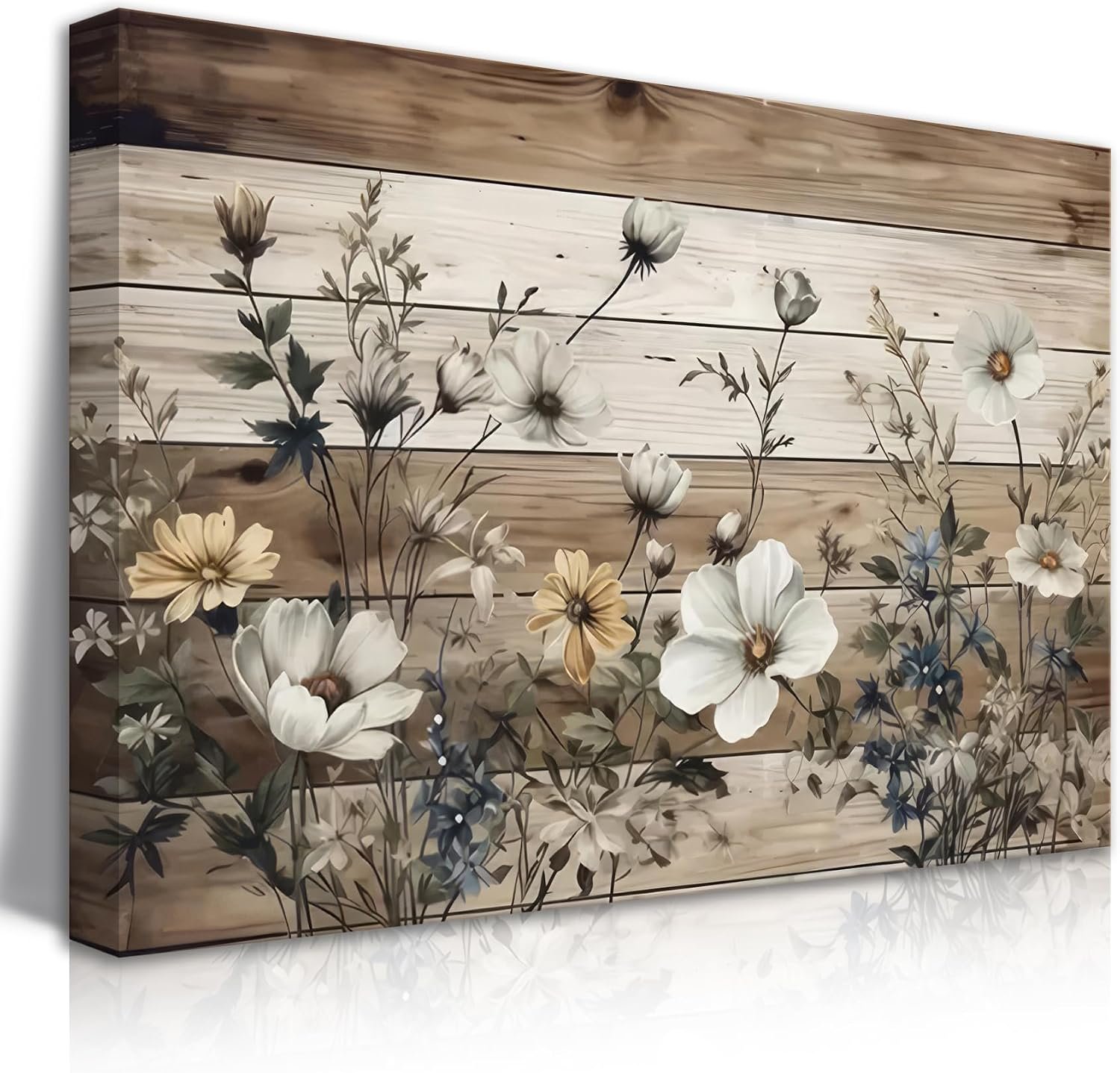 EGMAVQZY Vintage Floral Wall Art Rustic Flowers Wall Decor Farmhouse Canvas Poster Picture for Home Wall Decor, Living Room and Bedroom Decor 12×16 Inch Ready to Hang