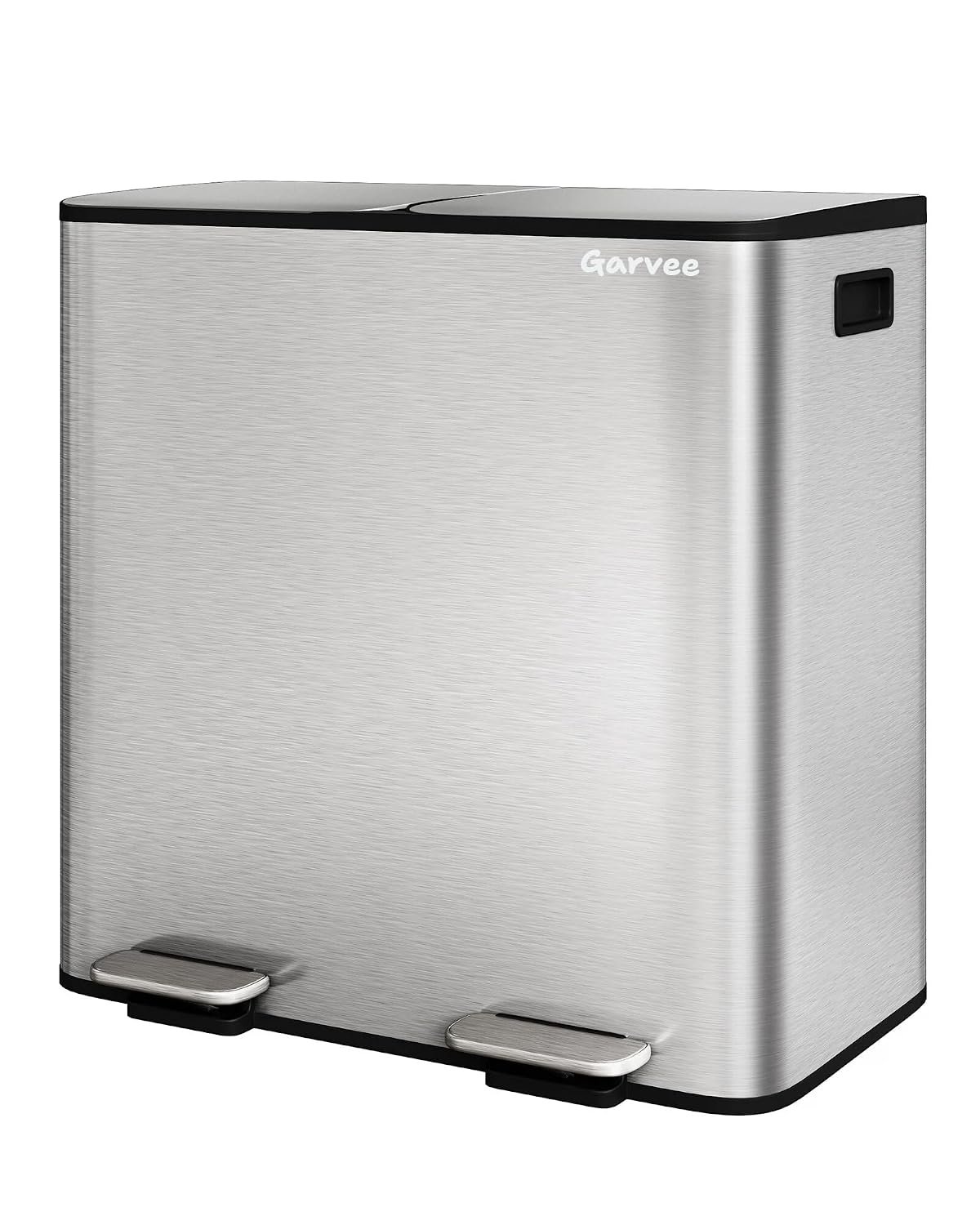 Garvee Double Trash Can, 2 x 10.6 gal (2 x 40 L) Garbage Can for Kitchen Dual Compartment Recycling Kitchen Step Trash Bin, Stainless Steel Trash and Recycle Bin Combo with Soft-Close Lid,Silver