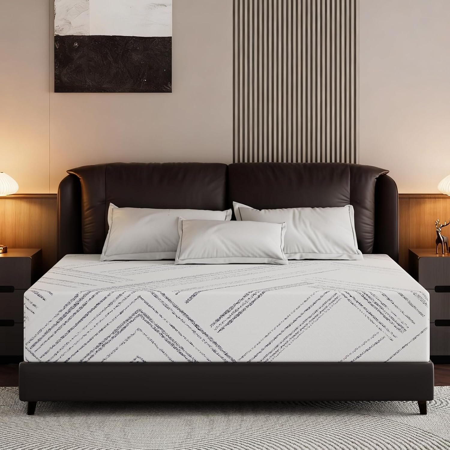 Queen Size Mattress 12 inch, Medium Firm Gel Memory Foam Mattresses, Removable Washable Cover, Queen Mattress in a Box,Upgraded Support, CertiPUR-US,Made in USA