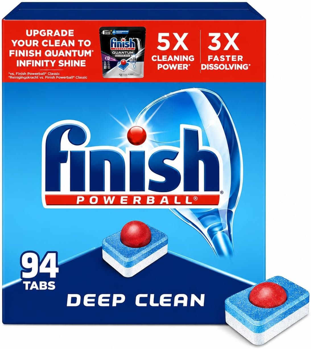 Finish Powerball Dishwasher Pods, Dishwasher Tablets Plastic Free, Fresh Scent, 94 Count