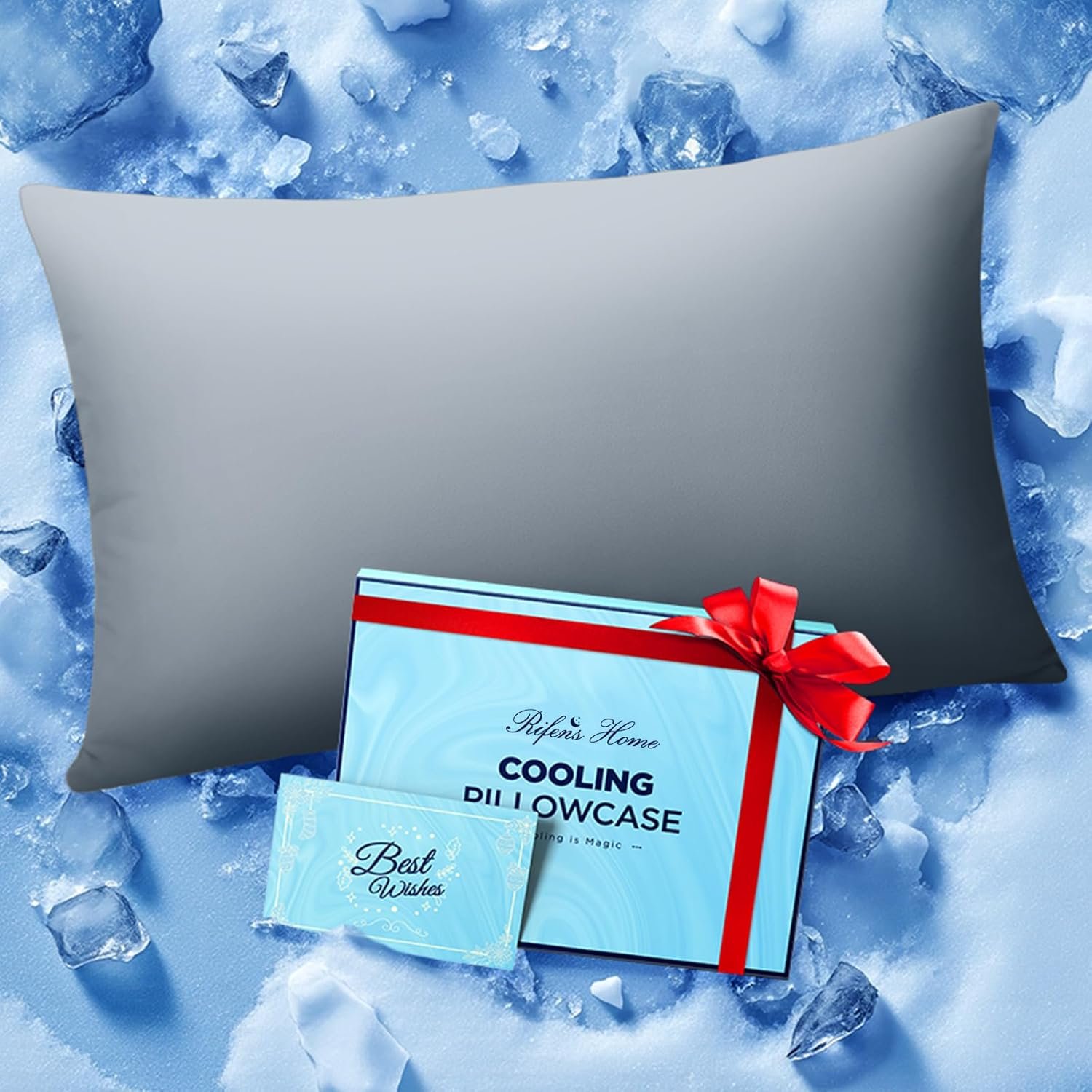 Ice Cooling Pillowcase for Hot Sleepers, Instantly Cool, Stay Cold All Night, Softer Than Silk Pillow Cases, Pillow Covers with Invisible Zipper, Gift for Men & Women – Standard, Light Gray (1 Pack)