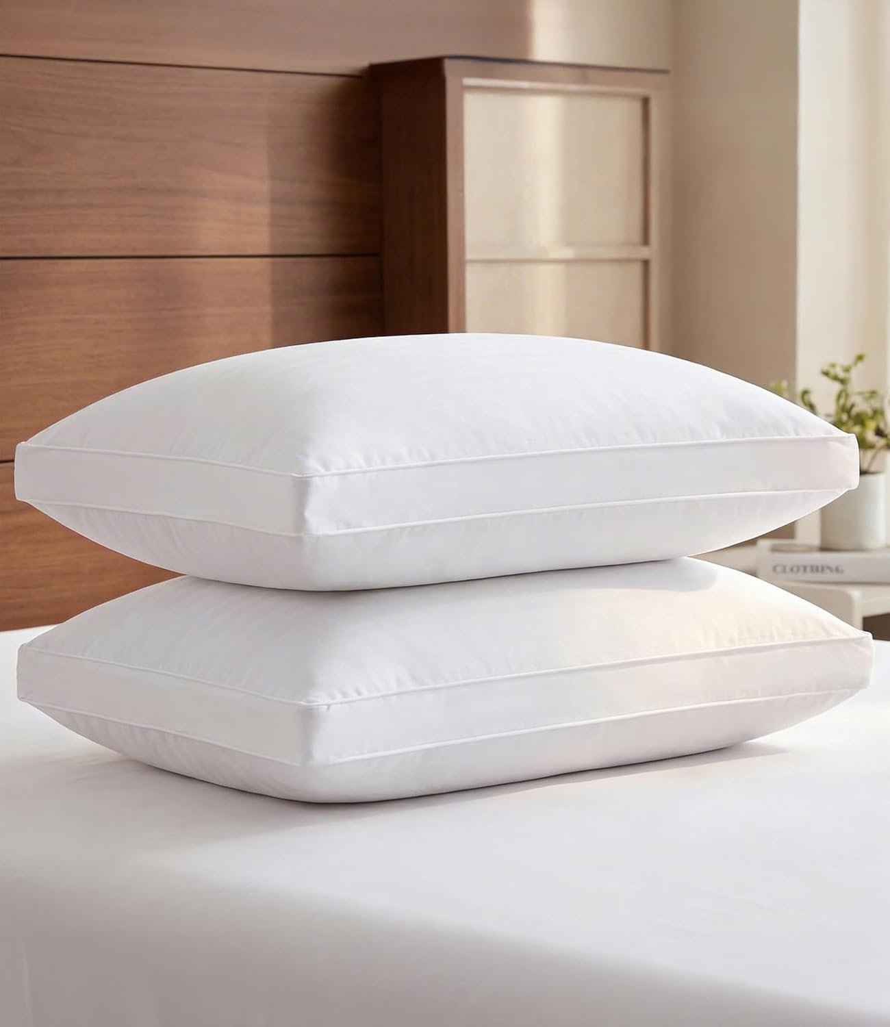 Bed Pillows for Sleeping, Standard Size, Soft & Fluffy, Set of 2 – White | Down Alternative Filling, Hotel Luxury Quality, Gusseted Pillow for Back, Stomach & Side Sleepers, Comfy, Cozy & Breathable