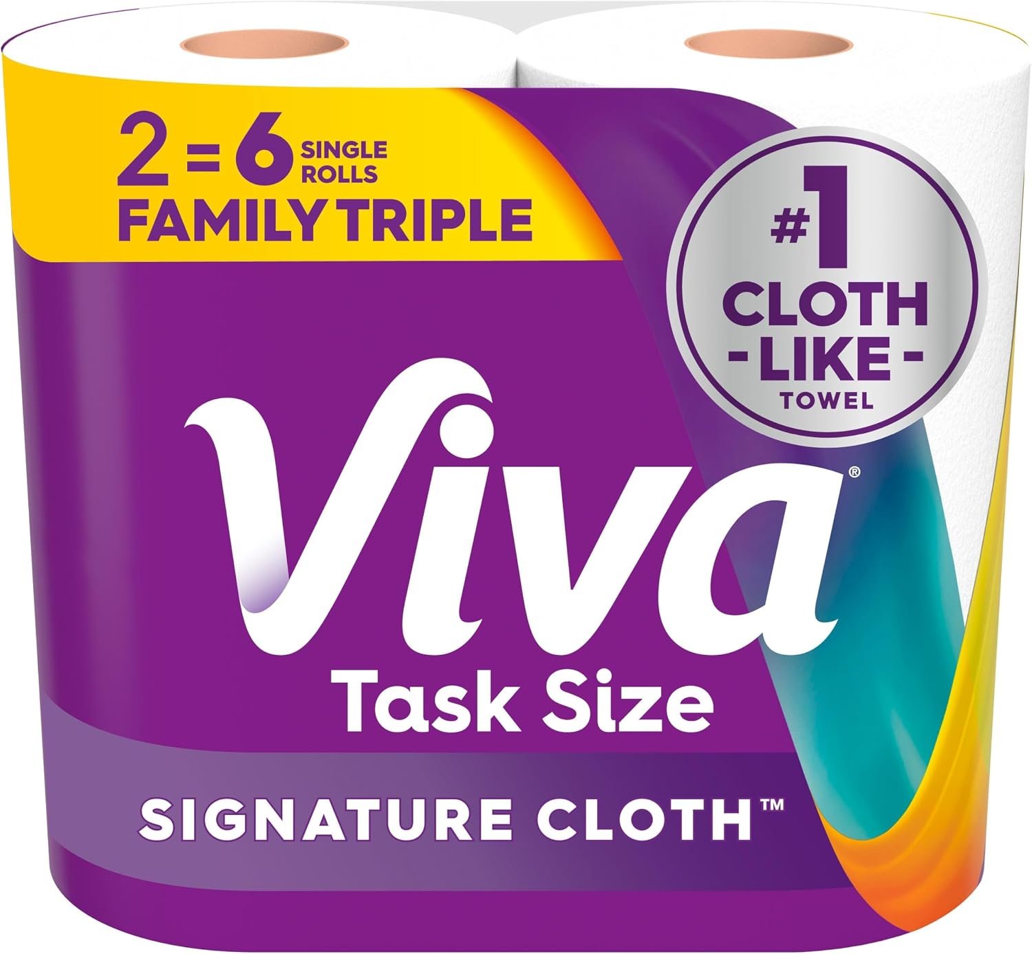 Viva Signature Cloth Paper Towels, Task Size, 2 Family Triple Rolls, 141 Sheets per Roll (Packaging May Vary)
