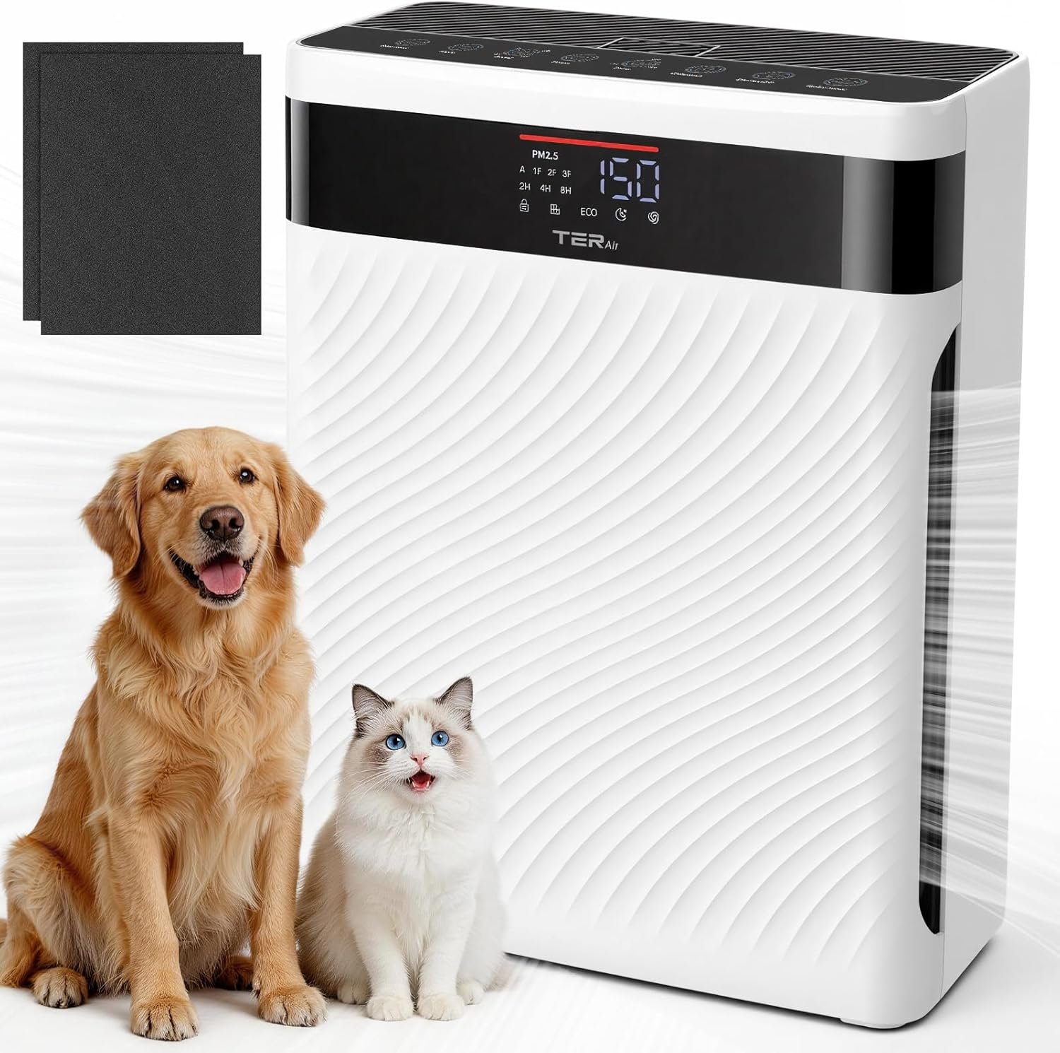 Air Purifier for Home with Pets, H13 HEPA & Washable Filter, Helps Capture Pet Hair, Dander, Dust & Odors, PM2.5 Sensor Smart Auto Mode, Quiet Air Cleaner for Bedroom Living Room